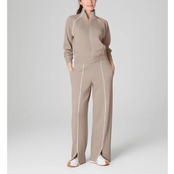 SPANX® AirEssentials Pique Full Zip Track Jacket- Ashwood- M - Picture 2 of 9